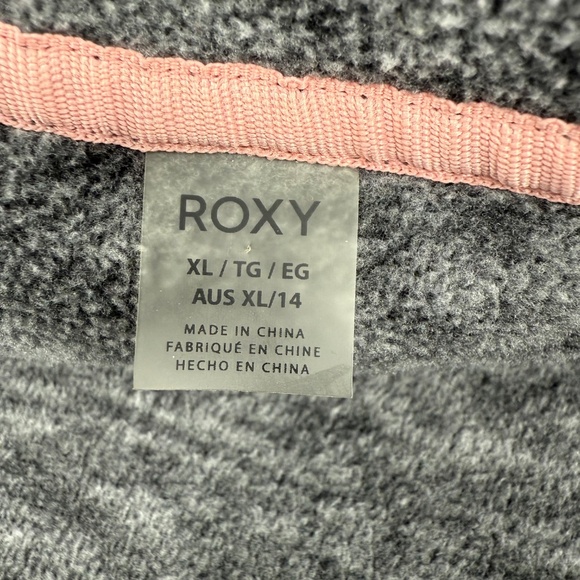 Roxy Sweater Women XL Heather Gray Full Zip High Neck Hooded Fleece Pockets - Picture 8 of 12